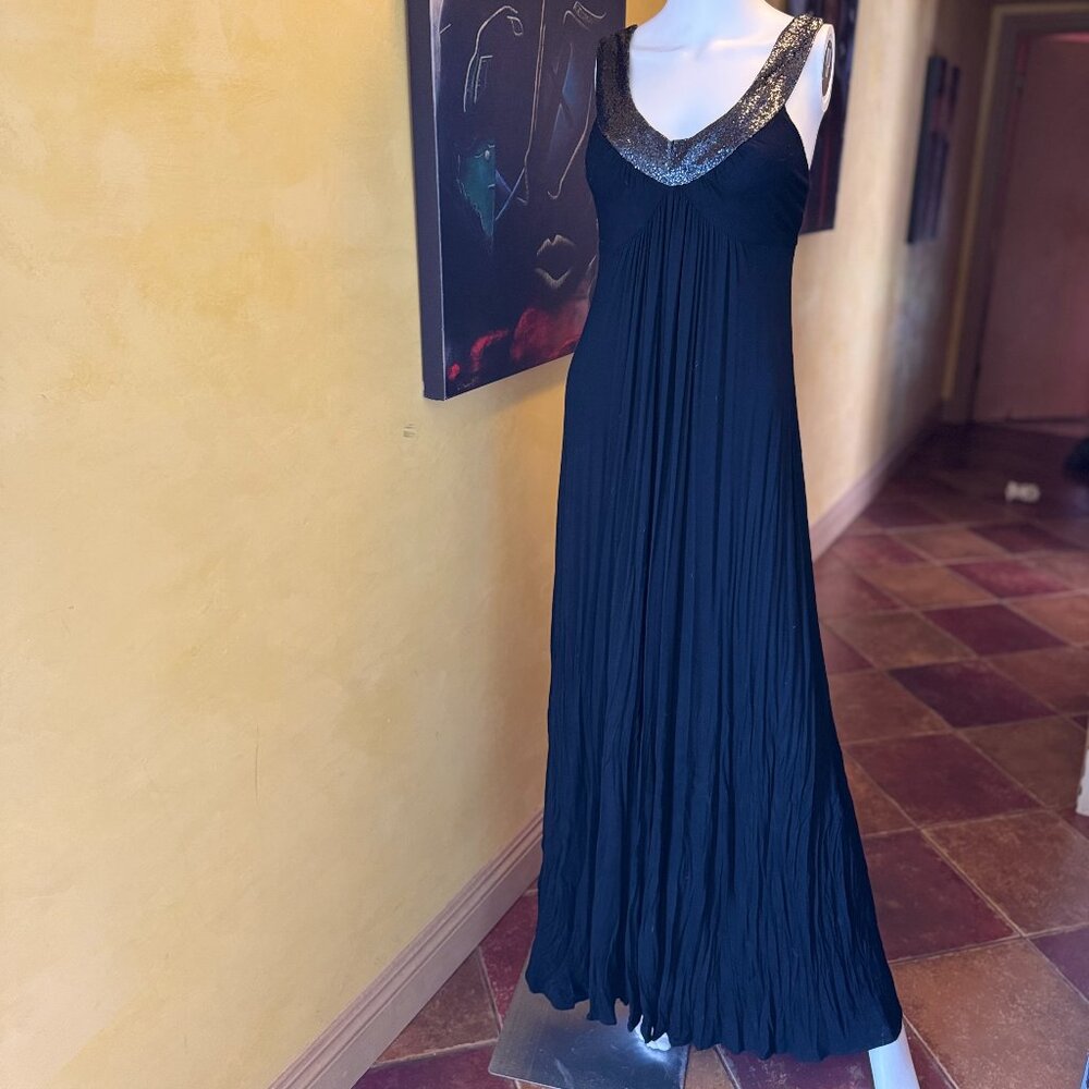 Vintage Sweetees Black Maxi Dress w/ Gunmetal Sequin Bodice – Size Small